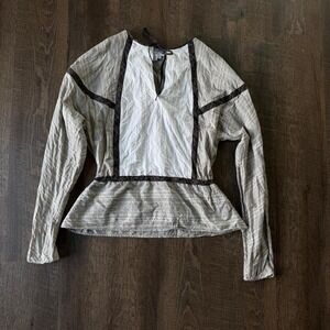 Paul & Joe French Designer Peplum Blouse Neutral Boho Top Size 3